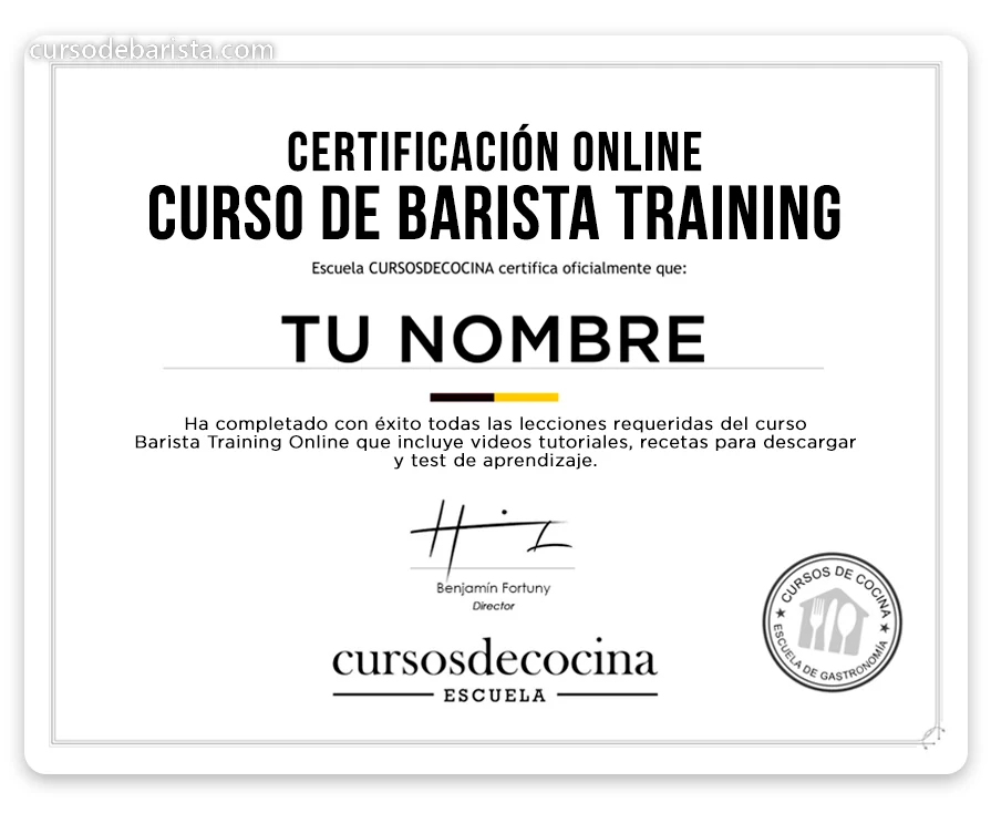 Certificación online del curso de Barista Training
